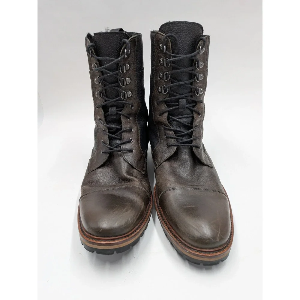 Banana Republic Men's Size 11 Leather Black Lace Up Shearling Lined Combat Boots